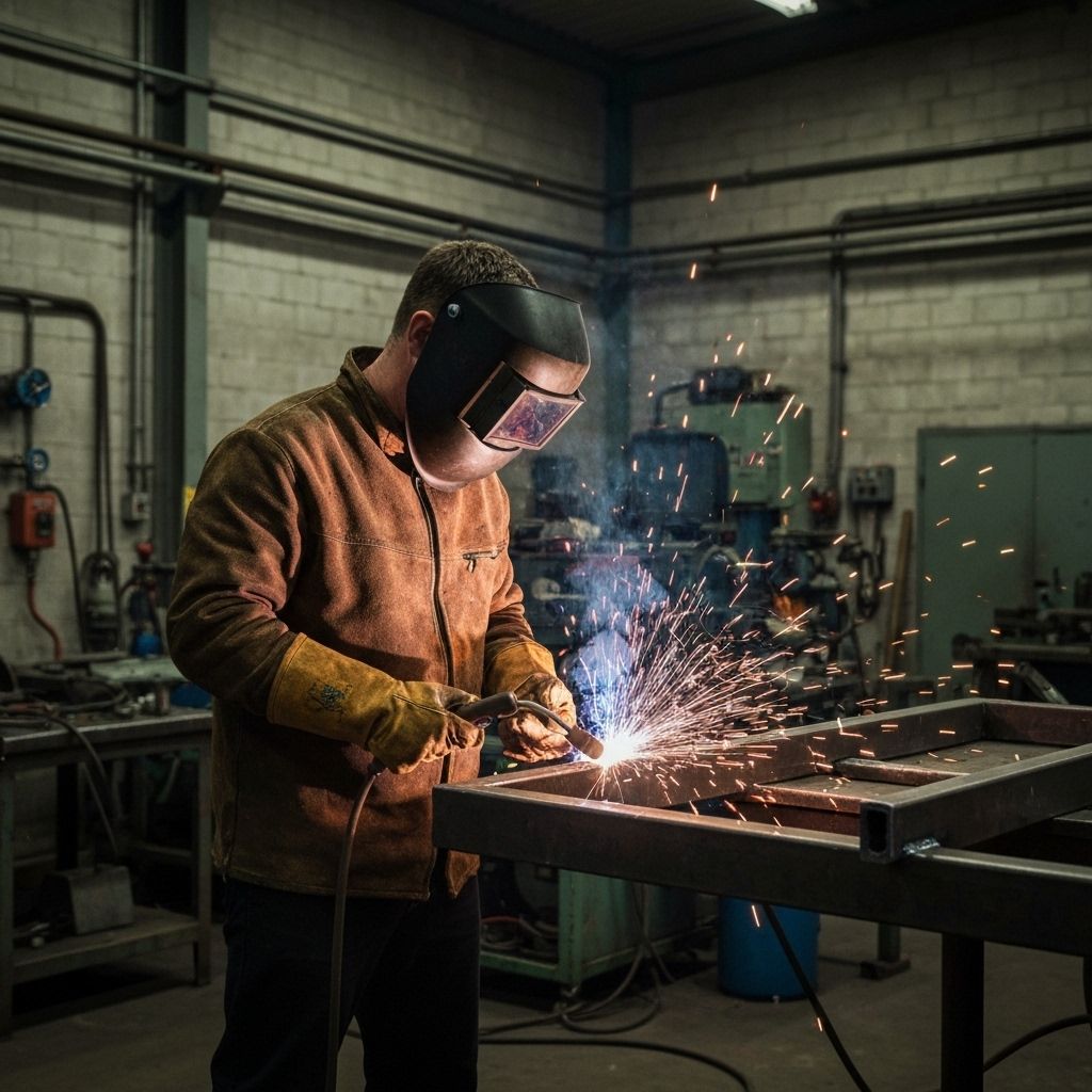 Professional welder working with sparks flying - All Welding Express Miami FL custom metal fabrication services